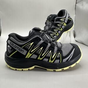 Salomon XA Pro Shoes Youth Size 1 Black Gray Yellow Trail Running Hiking 411241